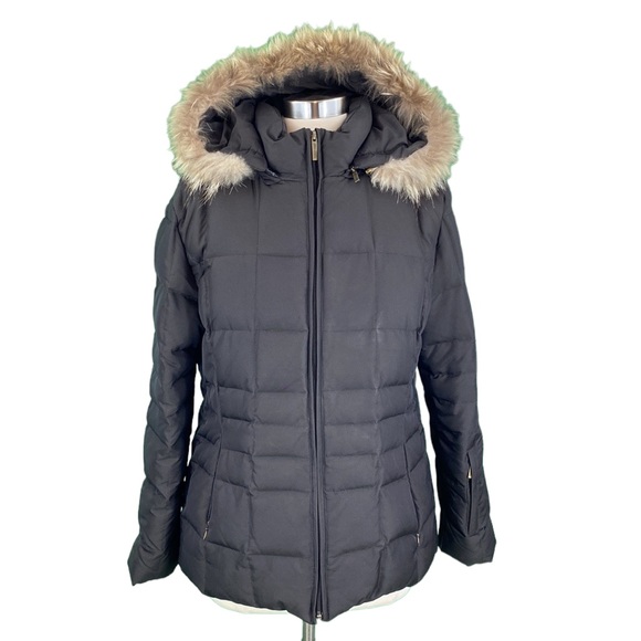 Calvin Klein Brown Fur Trimmed Hood Down Coat